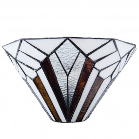 25LL-5898 Wandleuchte Tiffany 31x16x16 cm  Weiß Braun Metall Glas Dreieck Wandlampe