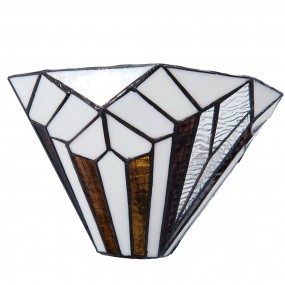 25LL-5898 Wandlamp Tiffany  31x16x16 cm  Wit Bruin Metaal Glas Driehoek Muurlamp
