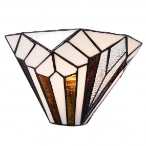 25LL-5898 Wall Light Tiffany 31x16x16 cm  White Brown Metal Glass Triangle Wall Lamp