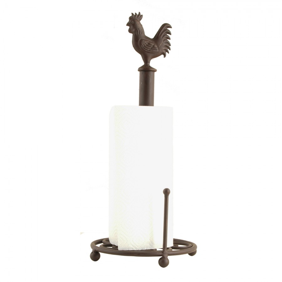 W40069 Portarotolo per la cucina Ø 18x43 cm Marrone Ferro Pollo Portarotolo