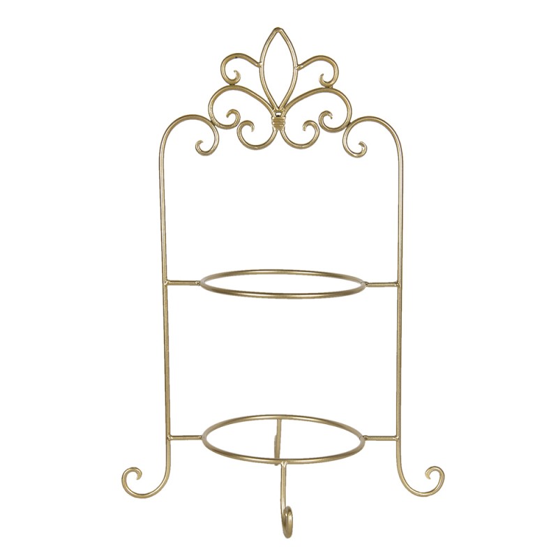 W40091GO 2-Tiered Plate Stand 38x30x57 cm Gold colored Iron Round Plate Tiered Cake Stand