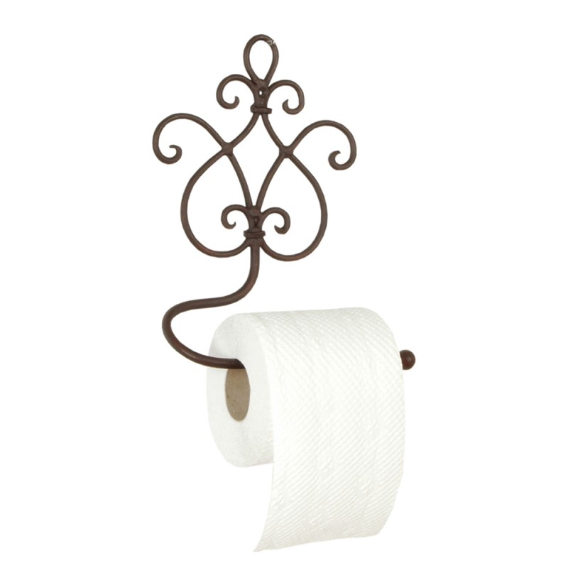 W40185 Porte-rouleau de papier toilette 17x7x22 cm Marron Fer Porte-papier toilette