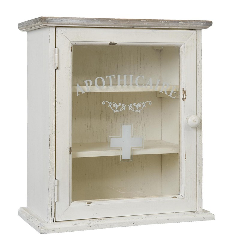 W4H0345M Medicine Cabinet 32x18x36 cm White Wood Rectangle Wall Mounted Bathroom Cabinet hanging