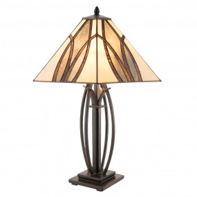 25LL-5913 Lampe de table Tiffany 51x44x66 cm  Marron Beige Verre Lampe de bureau Tiffany