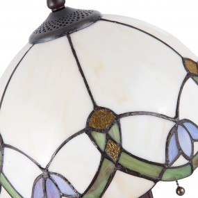 25LL-5918 Tiffany Tafellamp  Ø 30x50 cm  Beige Groen Glas Bloemen Tiffany Bureaulamp