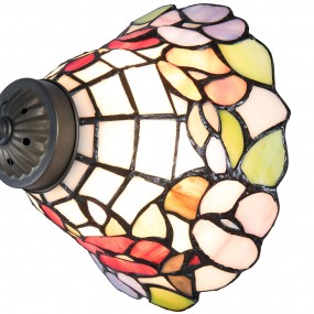 25LL-5920 Tiffany Tafellamp  32x20x48 cm  Wit Groen Glas Bloemen Tiffany Bureaulamp