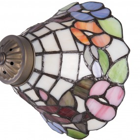 25LL-5920 Tiffany Tafellamp  32x20x48 cm  Wit Groen Glas Bloemen Tiffany Bureaulamp