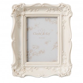 22F0466 Photo Frame 6x9 cm Beige Plastic Flowers Rectangle Picture Frame
