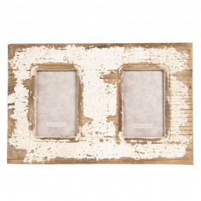 22F0632 Bilderrahmen 10x15 cm Braun Beige Holz Rechteck Fotorahmen