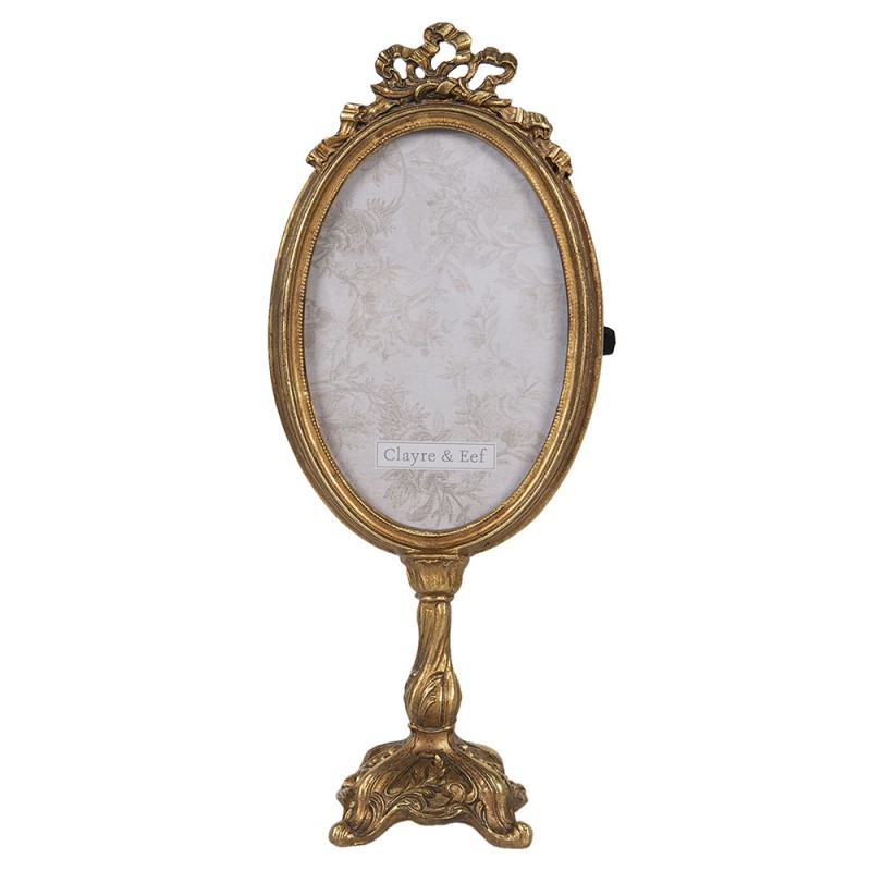 2F0662 Photo Frame 10x15 cm Gold colored Plastic Crown Oval Picture Frame