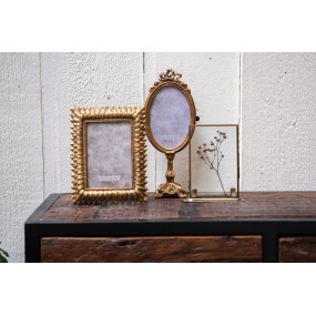 22F0662 Photo Frame 10x15 cm Gold colored Plastic Crown Oval Picture Frame