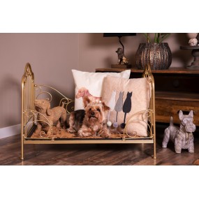 240180GO Dog Basket 80x53x58 cm Gold colored Iron Rectangle Dog Bed