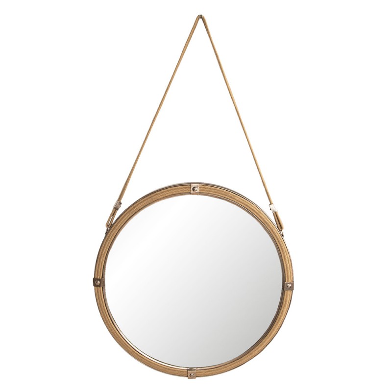 Aa Brown Rope Round Big Mirror, Mirror With Rope Strap