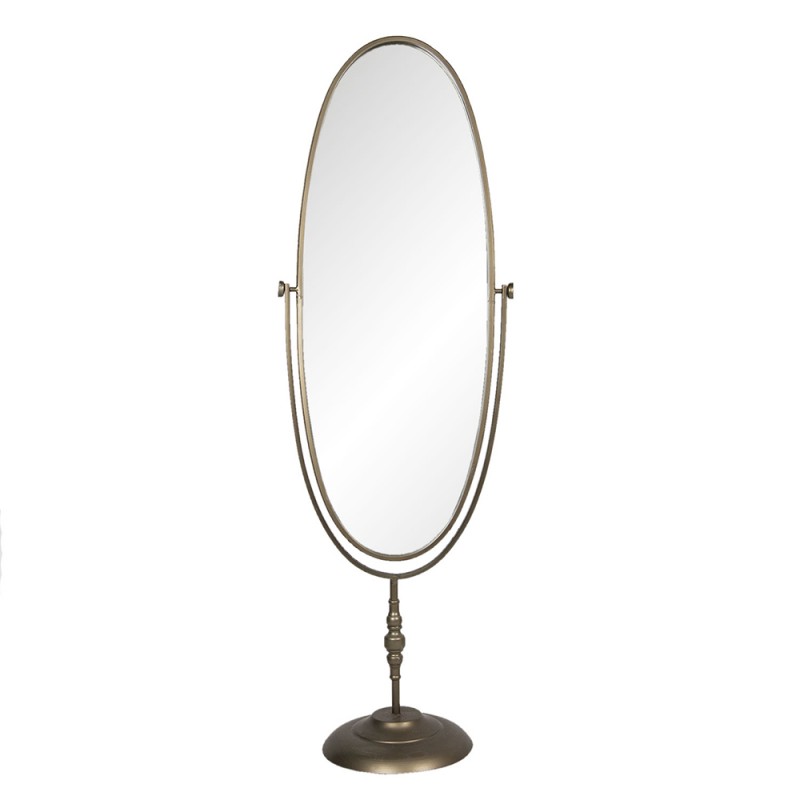 52S214 Spiegel 48x150 cm Goldfarbig Standspiegel Eisen Glas Oval