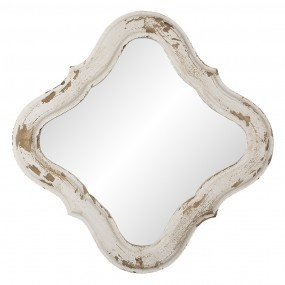 252S241 Mirror 59x59 cm White Wood Oval Large Mirror