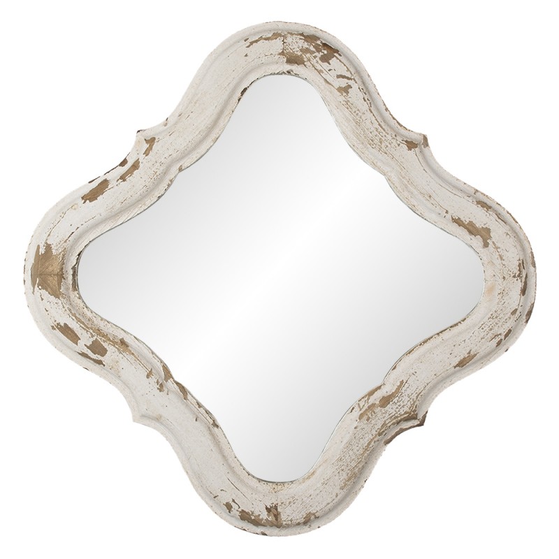 52S241 Spiegel 59x59 cm Weiß Holz Oval Großer Spiegel