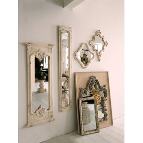 252S241 Mirror 59x59 cm White Wood Oval Large Mirror