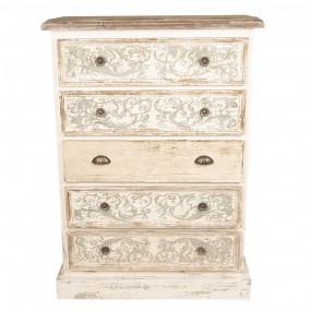 25H0426 Dresser 85x36x120 cm White Wood Rectangle Chest of Drawers