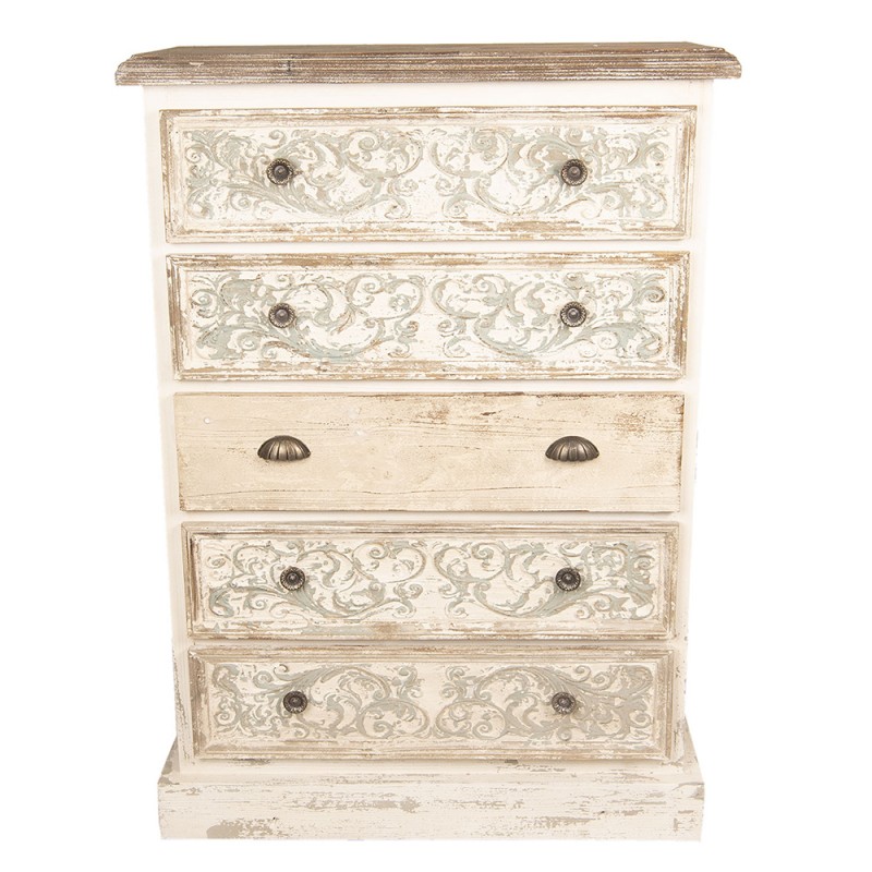 5H0426 Dresser 85x36x120 cm White Wood Rectangle Chest of Drawers