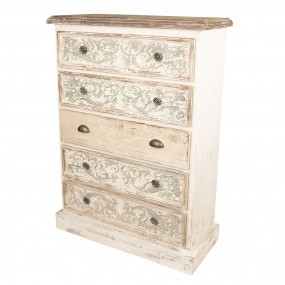 25H0426 Dresser 85x36x120 cm White Wood Rectangle Chest of Drawers