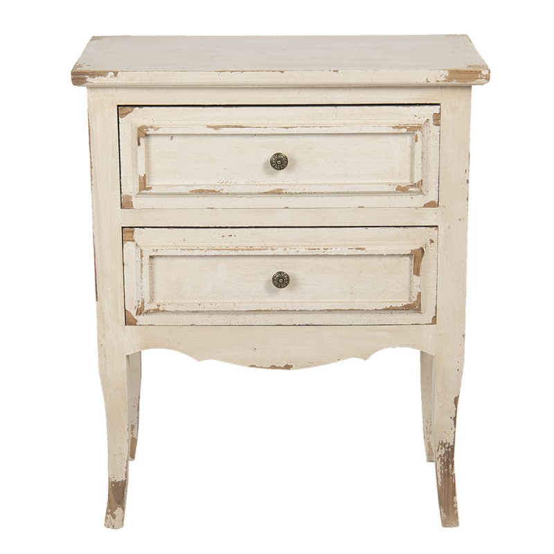 5H0440 Nightstand 66x36x80 cm White Wood Rectangle Cabinet