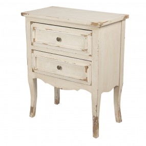 25H0440 Nightstand 66x36x80 cm White Wood Rectangle Cabinet