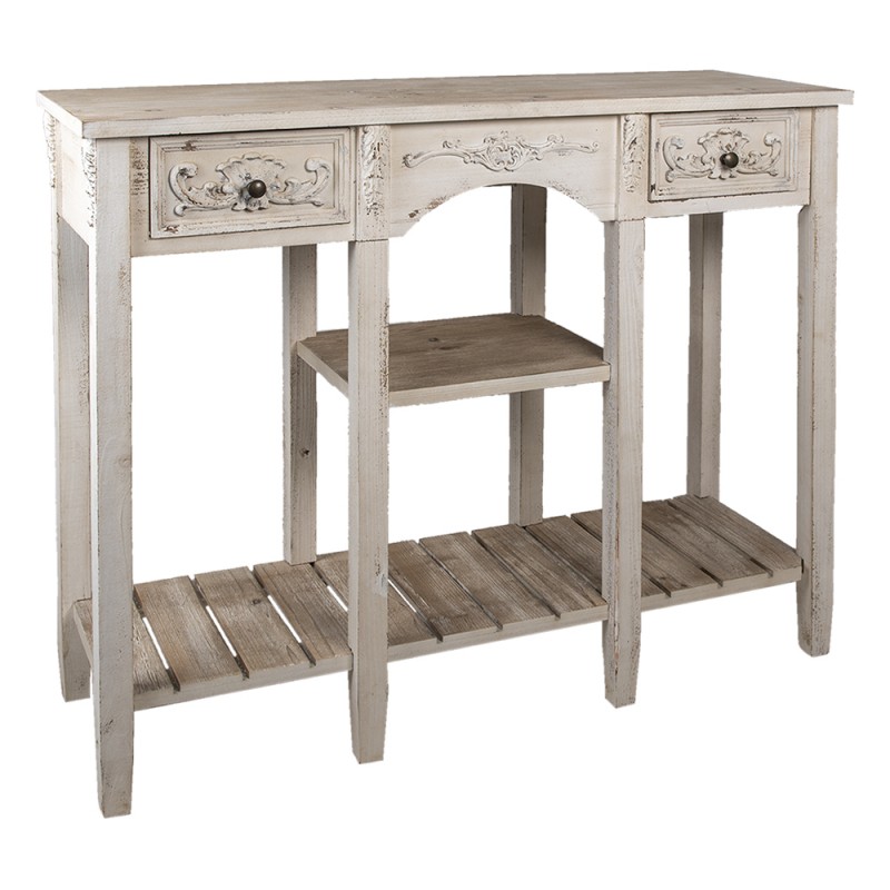 5H0488 Side Table 125x40x95 cm White Wood Rectangle Console Table