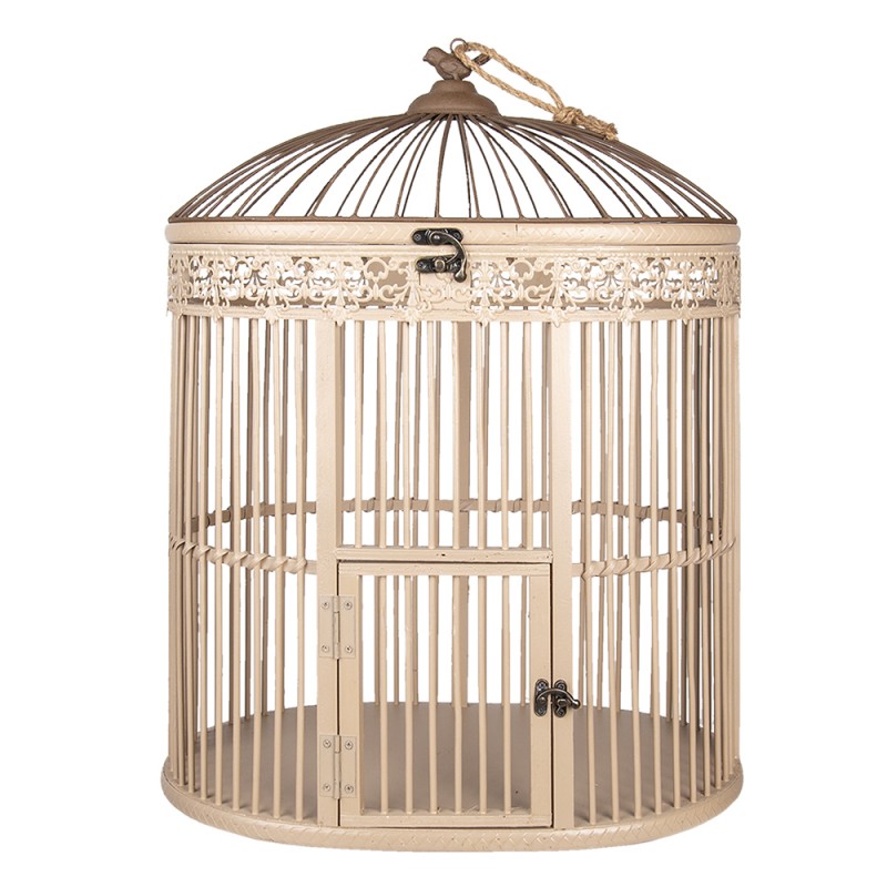 5H0491 Bird Cage Decoration 47x32x60 cm White Wood Oval Decorative Birdcage