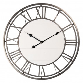 25KL0183 Wall Clock Ø 70 cm Grey Wood Metal Round Hanging Clock
