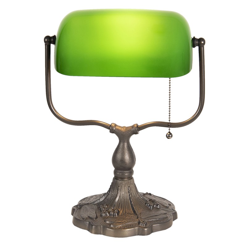5LL-1144GR Desk Lamp Banker's Lamp 27x20x36 cm Green Brown Metal Glass Table Lamp
