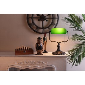 25LL-1144GR Desk Lamp Banker's Lamp 27x20x36 cm Green Brown Metal Glass Table Lamp