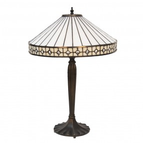 25LL-5984 Lampada da tavolo Tiffany Ø 40x58 cm  Bianco Beige Vetro Lampada da scrivania Tiffany