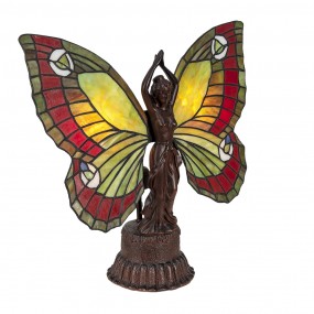 25LL-6085 Tiffany Tischlampe Schmetterling 41x20x41 cm Rot Glas Schreibtischlampe Tiffany