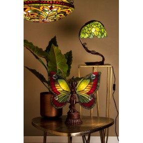 25LL-6085 Tiffany Tafellamp Vlinder 41x20x41 cm Rood Glas Tiffany Bureaulamp