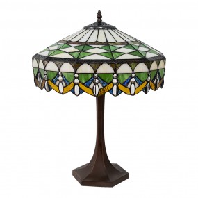 25LL-6086 Lampada da tavolo Tiffany Ø 41x57 cm Verde Vetro Rotondo Lampada da scrivania Tiffany