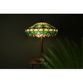 25LL-6086 Lampada da tavolo Tiffany Ø 41x57 cm Verde Vetro Rotondo Lampada da scrivania Tiffany
