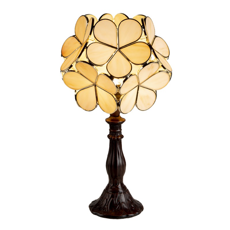 5LL-6095 Table Lamp Tiffany 21x21x38 cm Beige Polyresin Glass Flower Desk Lamp Tiffany