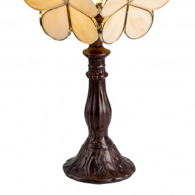 25LL-6095 Lampe de table Tiffany 21x21x38 cm Beige Polyrésine Verre Fleur Lampe de bureau Tiffany