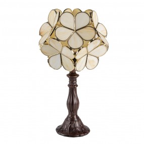 25LL-6095 Table Lamp Tiffany 21x21x38 cm Beige Polyresin Glass Flower Desk Lamp Tiffany