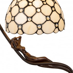 25LL-6097 Lampada da tavolo Tiffany 28x20x41 cm Beige Vetro Lampada da scrivania Tiffany