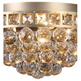 25LL-CR42 Kristall-Deckenlampe Ø 40x20 cm  Goldfarbig Eisen Glas Deckenleuchte