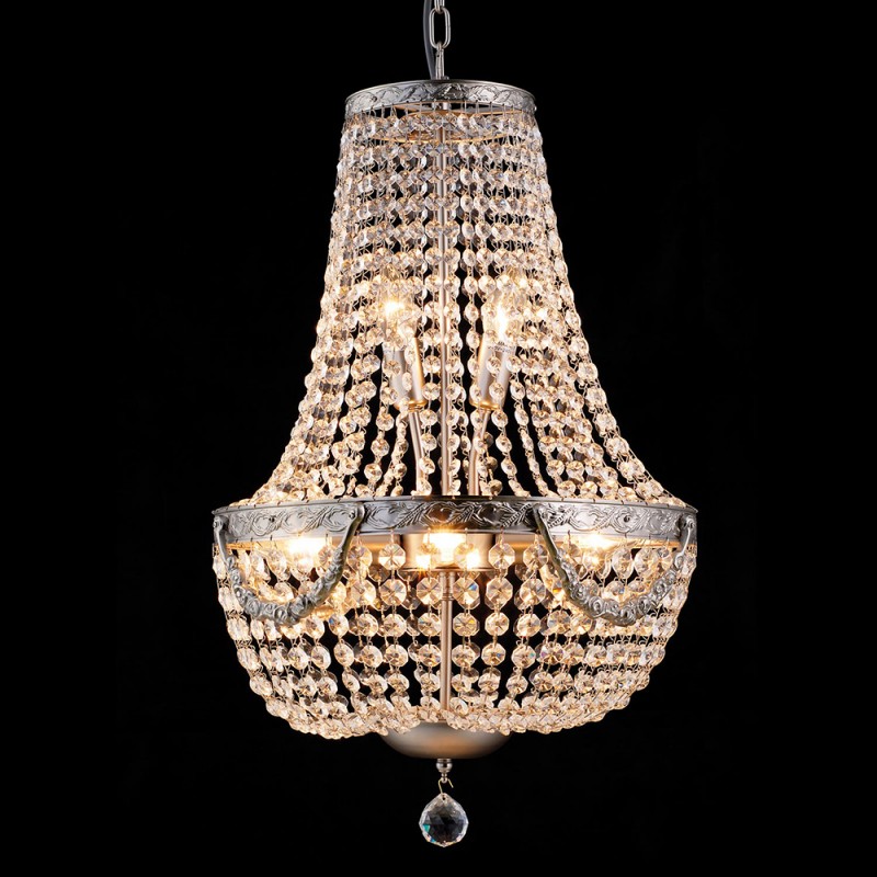 5LL-CR49 Chandelier Ø 40x64/184 cm  Silver colored Iron Glass Pendant Lamp