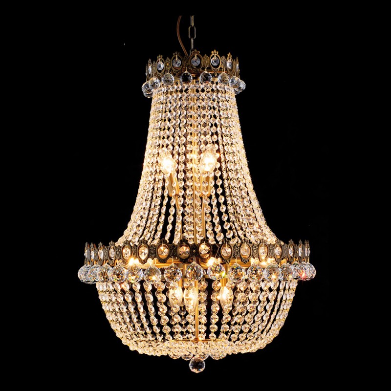 5LL-CR53 Chandelier Ø 60x85/200 cm Gold colored Iron Glass Pendant Lamp