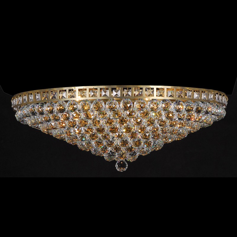 5LL-CR57 Crystal Ceiling Lamp Ø 80x27 cm E14/max 15x40W Gold colored Iron Glass Ceiling Light