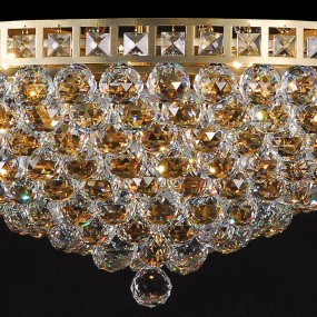 25LL-CR57 Kristall-Deckenlampe Ø 80x27 cm E14/max 15x40W Goldfarbig Eisen Glas Deckenleuchte