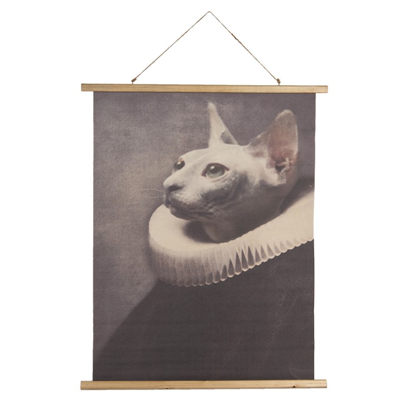 5WK0036 Wall Tapestry 80x100 cm Beige Grey Wood Textile Rectangle Wall Hanging