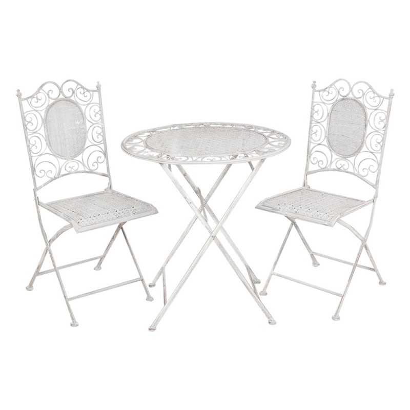 5Y0128 Bistro Set Bistro Table Bistro Chair Set of 3 Grey Iron Balcony Set