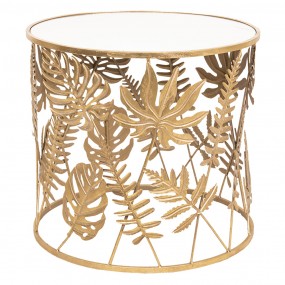 25Y0622 Side Table Ø 61x56 cm Gold colored Metal Leaves Round