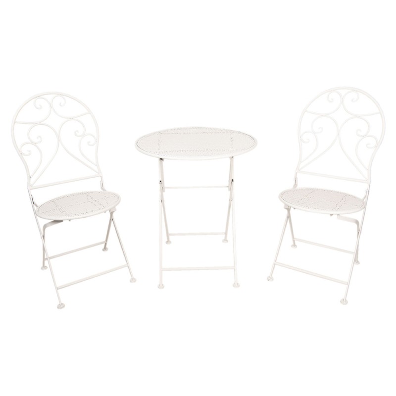 5Y0632 Bistro Set Bistro Table Bistro Chair Set of 3 Ø 60x70 White Iron Balcony Set