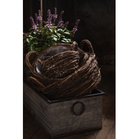 25Y0872 Plant Holder Grey Metal Rectangle Flower Pot